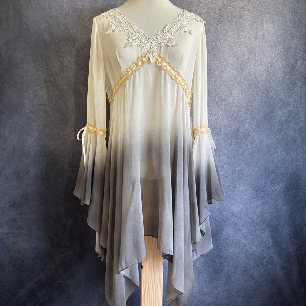 Widow Cream and Gray Ombre Mini Dress